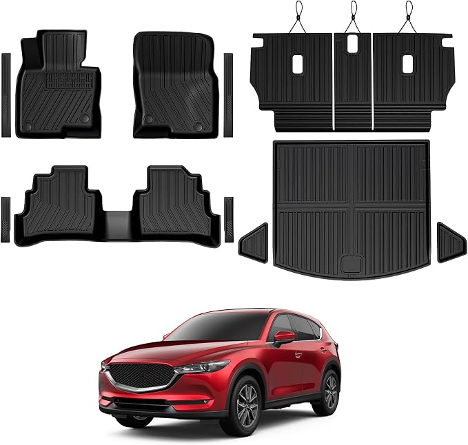 Floor Mats for 2017-2025 Mazda CX-5 Accessories | Full-Coverage Set with Cargo Liner & Backrest Protector, Odorless & Durable, All-Weather Protection, 3D Laser Fit by GALVAGNITE