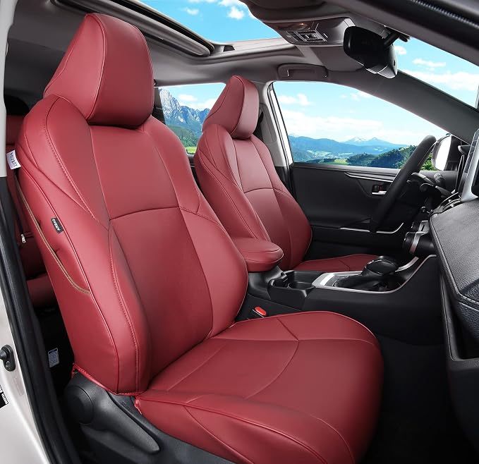 Custom Fit RAV4 and VENZA Seat Covers Fit for Toyota RAV4 2019 2020 2021 2022 2023 2024 2025 Prime and XSE Hybrid with Waterproof Faux Leather (Wine red, LU02-Prime-XSE Hybrid) by Unknown