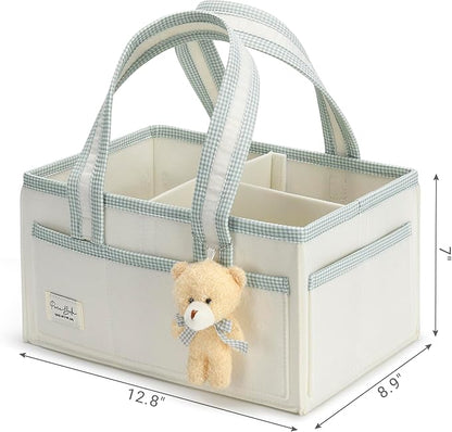 PeraBella Diaper Caddy Organizer with Handle, Baby Shower Gifts Basket Bag, Registry Search Must Haves Items, Nursery Storage Organizer for Newborn Girl Boy, Baby Bag Essentials, Car Diaper Caddy Cart - Image 6