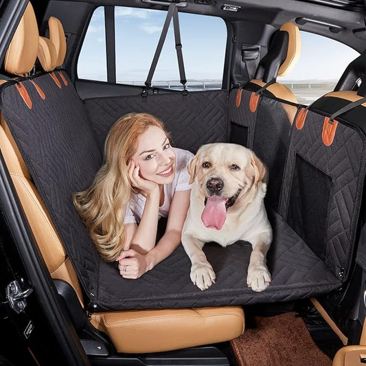 Hard Bottom Dog Car Seat Cover for Back Seat,Seat Extender for Dogs | Strong Support,More Rest Space,Waterproof, Scratch Resistant,Car Seat Protector,Dog Hammock for Car/SUV/Small Truck by YJGF