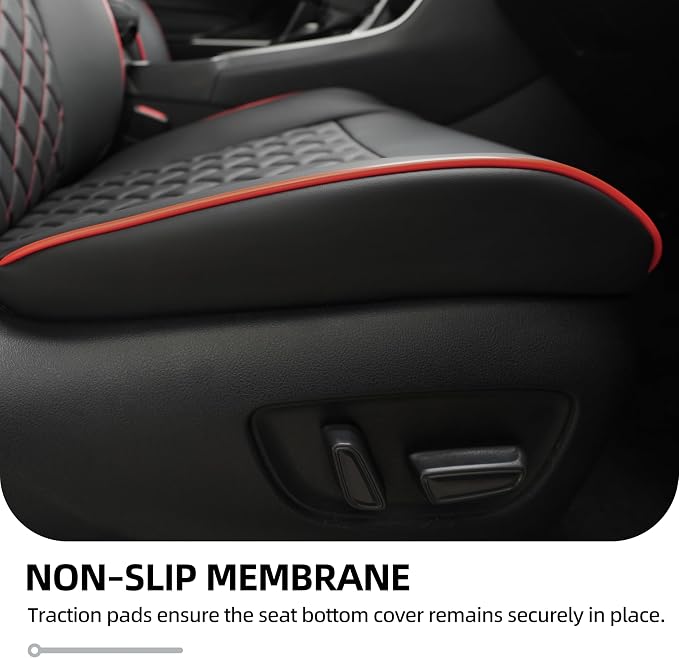 Lolcar RAV4 Seat Covers Custom Fit for Toyota RAV4 2019 2020 2021 2022 2023 2024 2025 LE,XLE,XLE Premium,Limited,Airbag Compatible,Seat Cover Full Set for SUV, Waterproof Leather（Black with Red Trim） - Image 8