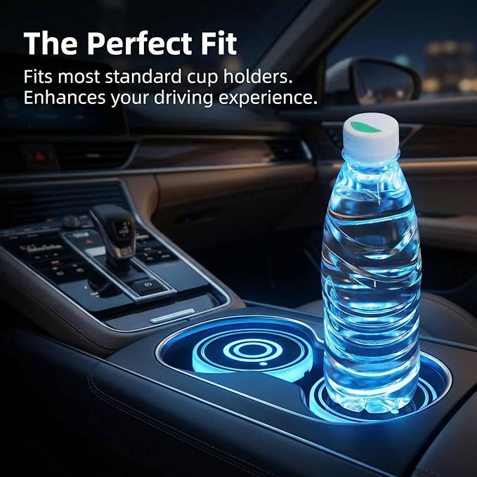 2PCS LED Car Cup Holder Lights, Light up Car Coasters for Cup Holders | 7 Color-Changing Light Up Cup Holder Insert Coasters, Waterproof Car Accessories for Teens, Car Gifts for Men & Women - Image 7