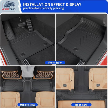 Rongtaod Floor Mats Set for 2020-2026 Ford Explorer 6 Seats Captain Chairs | 2nd Row Kick Mats Trunk Mat with Backrest Mat TPE All Weather Cargo Mat Cargo Liner 2026 Explorer Accessories - Image 2
