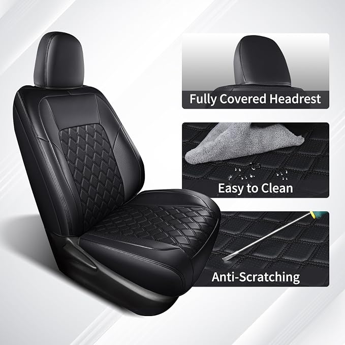 Huidasource Car Seat Covers Fit for Toyota RAV4, Full Coverage Waterproof Leather Seat Cushion Covers Full Set Fit for 2013-2018 Toyota Rav4 XLE LE XLE Premium Limited (Not for Hybrid, Black) - Image 4