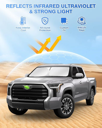 Canvcle Windshield Sun Shade for 2022-2025 2026 Toyota Tundra Sunshade Side Rear Window Shade Cover Sun Visor Shield Privacy Protection Keep Vehicle Cool Black 6PCS - Image 2