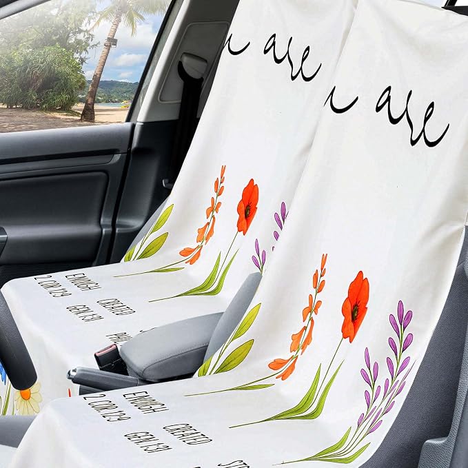 Hahafelt 2 Pack Car Seat Towel Cover with Storage Bag, Christian Floral | 63 x 32 in Car Towel Seat Cover Non Slip Waterproof, Gym Workout Swimming Running, Machine Washable Sweat Absorbent Protector - Image 3
