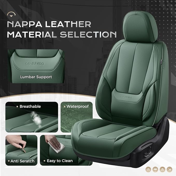 Coverado Car Seat Covers, Seat Covers for Cars, Waterproof Leather Auto Seat Protectors, Leather Car Seat Cushion, Car Interiors Accessories Universal Fit for Most Cars - Image 3