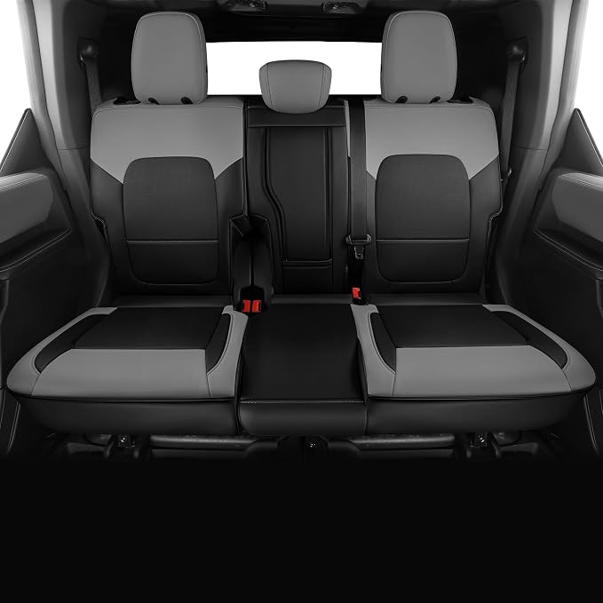 Ford Auto Seat Cushion Custom for Ford Bronco Seat Cover 4Door 2026-2021 | Black and Grey Bronco Interior Accessories Leather SUV Seat Cover Full Set (Bronco 4Door-Black+Grey) - Image 2