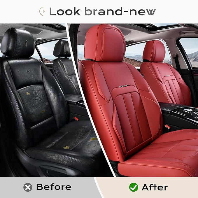 Coverado Nappa Leather Car Seat Covers Front Set, Luxury Waterproof Seat Protectors, Airbag Compatible Anti‑Slip Auto Seat Covers, Universal Fit for Most Cars SUVs Trucks Pickup Vehicles - Image 7