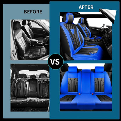 Fit Maxima Car Seat Covers Premium Leather for Nissan Maxima 2011-2025 2026. Waterproof， Breathable, Scratch-Resistant & All-Weather Seat Cushion Protector（Full Set,Blue&Black - Image 5