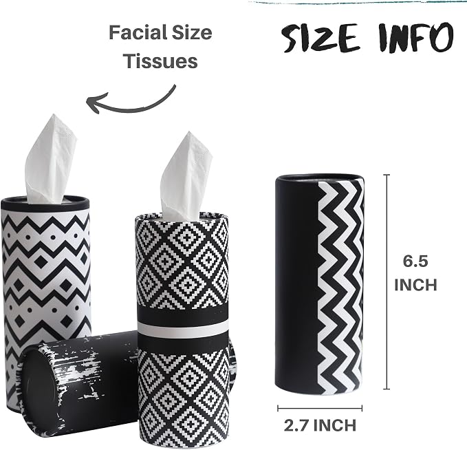 Small Car Tissues Holder with Facial Tissues - 4PK - Tisses for Car Travel Tissue Tubes Box Container Cylinder for Vehicle Cup Holder - Image 2