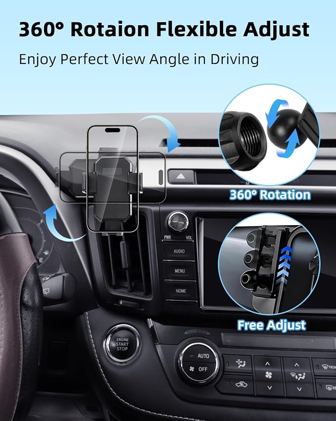 PZK Auto Lock Car Phone Holder for Toyota RAV4 2013-2018 Accessories Vent | RAV 4 Car Phone Mount One Button Release 360° Rotation Hands Free Adjustable Phone Stand Fit All 4.0-7.0'' Smartphones - Image 5