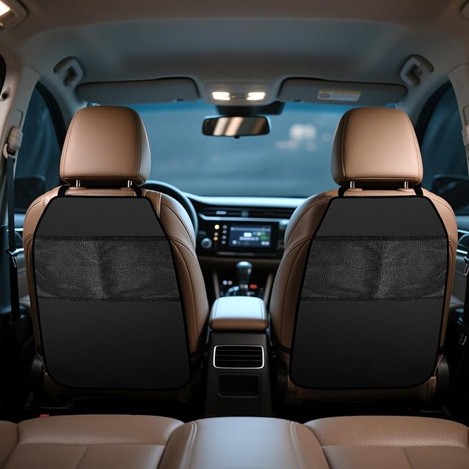 2PCS Back Seat Cover for Kids,Anti-Slip Design Kick Mats Back Seats Protector with 2 Storage Mesh Pockets for Cars,Easy-to-Clean Backs of Seats Protector for Kids Feet Car Seat - Image 6
