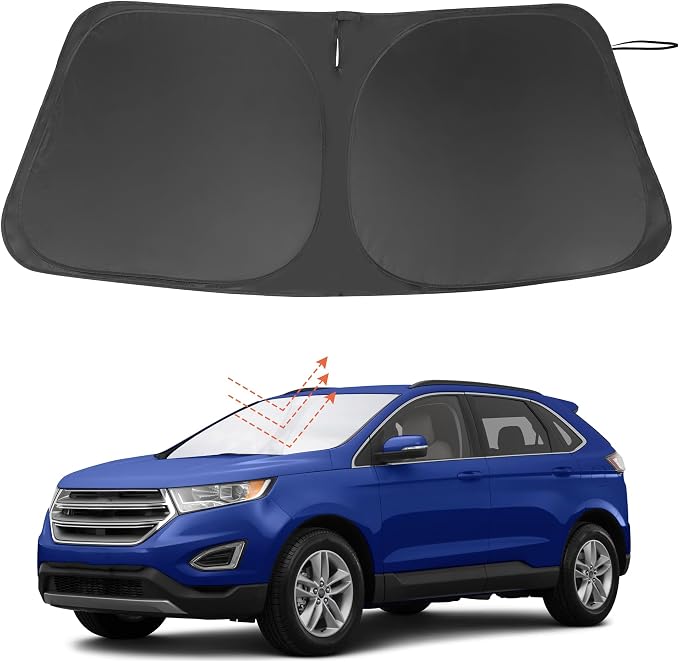 Windshield Sun Shade for 2015-2024 Ford Edge Accessories | Full covered for windshield, Foldable & Durable, Block UV Rays, Reduce Heat, Easy to install, Keep Car Cooler by LHFLIVE