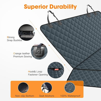 MIXJOY Dog Car Cover for Back Seat Cover Protector Waterproof Dog Seat Covers for Cars, Car Seat Protector for Dogs with 1 Dog Seat Belt, Nonslip Back Seat Cover for Kids, Trucks & SUV, Grey - Image 7