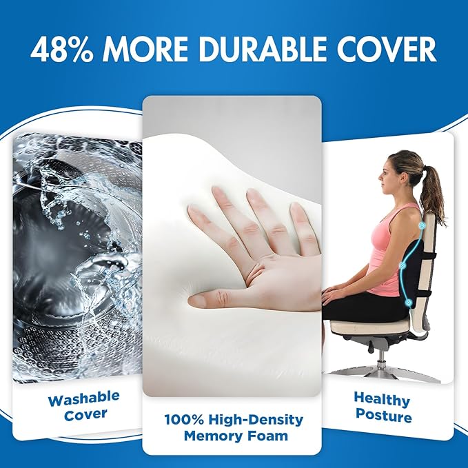 Niceeday Lumbar Support Pillow for Office Chair Car, Gaming Chair Lower Back Pain Relief Memory Foam Cushion with 3D Mesh Cover Ergonomic Orthopedic Back Rest Lower Back Support - Image 5