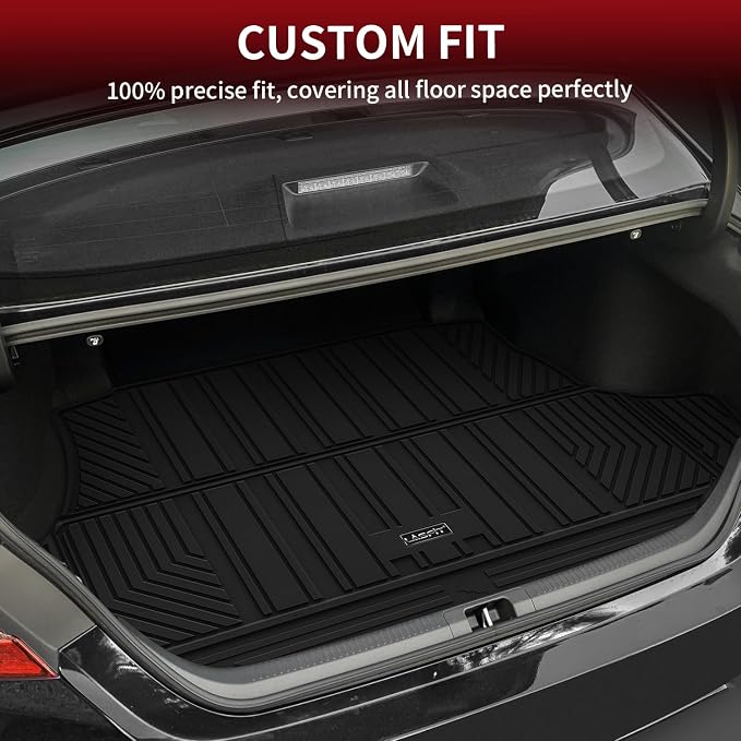 LASFIT Cargo Mat for Toyota Camry 2018 2019 2020 2021 2022 2023 2024-2026 | All Weather Custom Fit Anti-Slip Pet Friendly Easy Clean TPE Trunk & Backrest Mats for 8th 9th Gen Camry, Black - Image 3