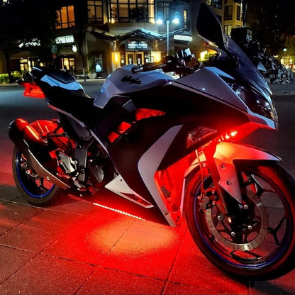 YM E-Bright IP68 Waterproof LED Strip Lights, 24inch 72SMD 12V Red 4 Pack | Cuttable underglow strips suit compatible cars, motorcycles, boats, and golf carts for interior or exterior accent lighting. - Image 7