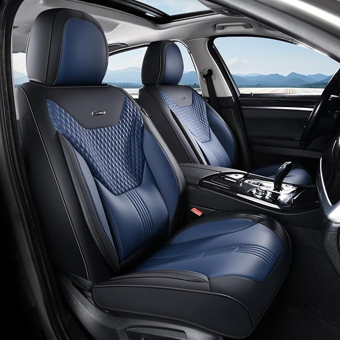 Coverado Car Seat Covers Full Set, Front Seat Covers with Lumbar Support and Back Seat Cover Waterproof Leather Automotive Seat Cover, Universal Car Interior Protectors Cushion for Most Cars - Image 8