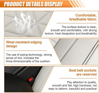 Luxury Faux Leather Car Seat Cover, Car Seats Cushion, Grey | Anti-Slip Waterproof Universal Front Bottom Seat Protector with Storage Pocket for Sedans, SUVs, Trucks, Triangular Pattern - Image 3
