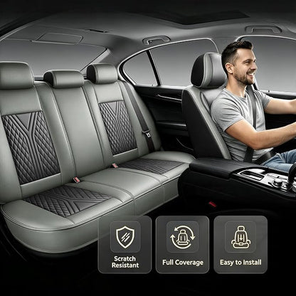 for Subaru WRX 2015-2026 Car Seat Covers, Full Set, Gray | Luxury Full Coverage Leather Seat Protectors, Waterproof Breathable, Non-Slip, Easy to Install, Airbag Compatible, All-Season - Image 2