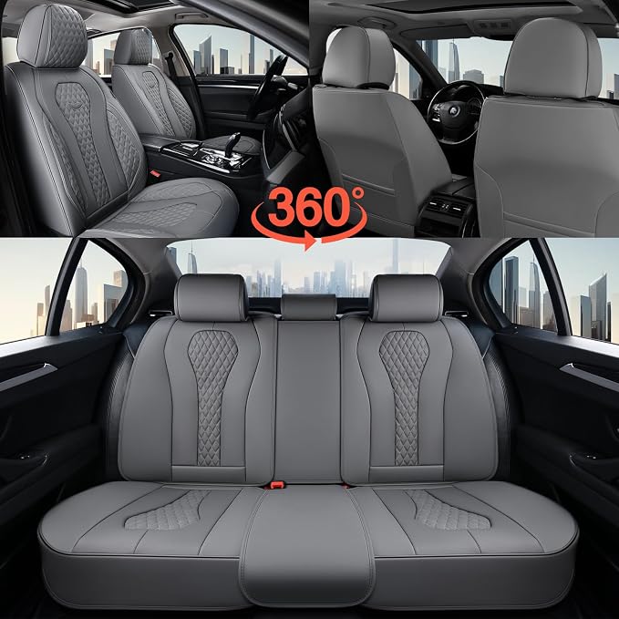 Coverado Car Seat Covers, Gray Seat Covers Full Set, Auto Seat Cover 5 Seats, Car Seat Cushion, Car Seat Covers Front Seats Back Seat Covers, Seat Cover Car Seat Protector Universal Fit Most Cars - Image 5