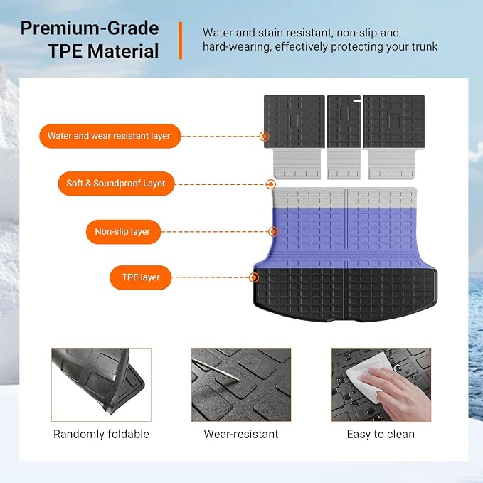 powoq Cargo Mat Compatible with 2023-2026 Lexus RX350 RX350H RX500H | Cargo Liner & Back Seat Protector TPE All Weather Replacement for 2023-2026 Lexus Accessories (Trunk Mat+Backrest Mats) - Image 5