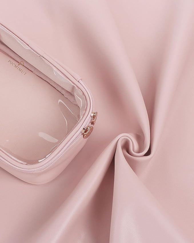 Small Makeup Bag,Clear Make Up Bag Organizer Cute Stuff Pouch Traveling Compact Toiletry Bag Car Bag for Travel Essentials,Pink - Image 9