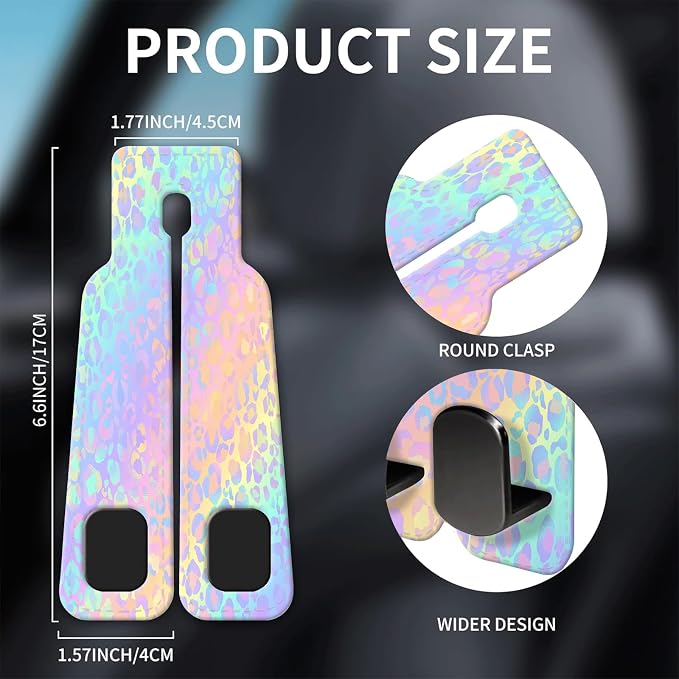 Car Seat Headrest Hook, Universal Leather Cute Hanger Holder Hook, Storage Organizer Interior Accessories for Purse Bags Handbag Colorful Cute Leopard - Image 5