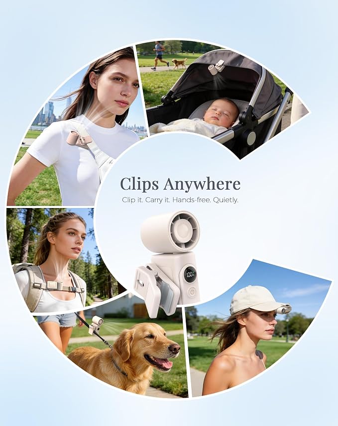 Hotsales Clip-On Portable Fan for Strollers, Handheld Turbo Fan for Travel | Small But Mighty Mini Fan, Detachable 360° Rotating Clip, LED Display, Rechargeable, Summer Outings, Gifts For Women And Men - Image 7