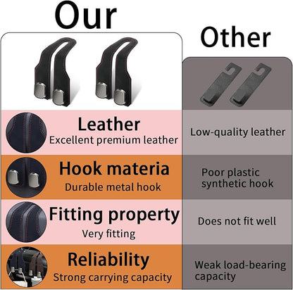 4 Pack Car Seat Headrest Hooks for Purses and Bags, Car Purse Holder With Double Metal Hooks, Headrest Back Seat Handbags Hook, Universal Car Purse Hanger, Cute Car Hanging Accessories, Black - Image 5