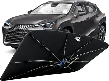 Windshield Sun Shade for Lexus UX 2019-2026 with 360° Rotating Shaft | Custom Fit Umbrella Sunshade for UV Blocking, Interior Heat Protection, Easy Storage, UPF 50+ Cool Windshield Cover by Lonyaqui
