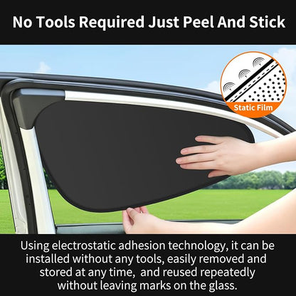 4pcs Car Window Shades, Electrostatic Adsorption Full Blackout Shades (2 Sizes) - 18.7*14.2in Front +17.3*14.3in Rear, UV Blocking for Baby/Family, Suitable for Daily Travel/Camping, Sliver - Image 7