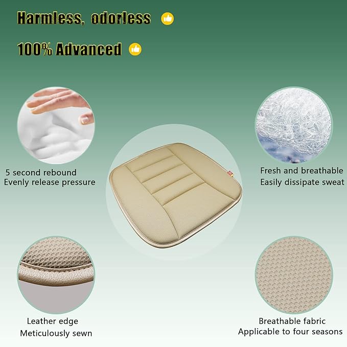 Car Seat Cushion Pad for Home Use Car Driver Seat Office Chair Memory Foam Seat Cushion - Image 3