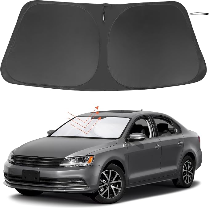 Windshield Sun Shade for 2011-2018 Volkswagen Jetta Accessories | Full covered, Foldable & Durable, Block UV Rays, Reduce Heat, Easy to install, Keep Car Cooler by LHFLIVE