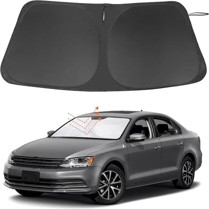 Windshield Sun Shade for 2011-2018 Volkswagen Jetta Accessories | Full covered, Foldable & Durable, Block UV Rays, Reduce Heat, Easy to install, Keep Car Cooler by LHFLIVE