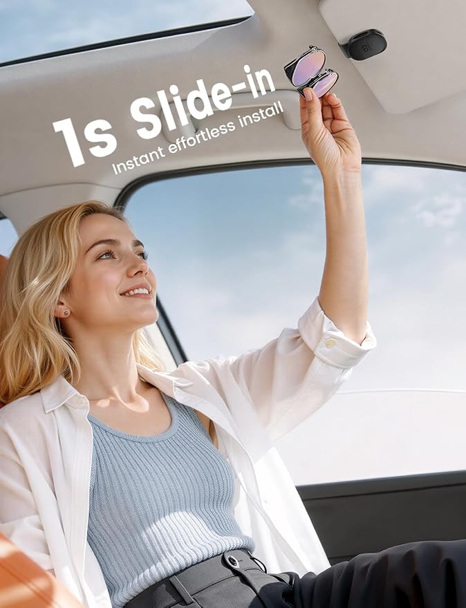 Lamicall Sunglasses Holder for Car Visor 1s One-Hand Access Never Fall | All Car Compact Anti-Scratch Glasses Holder, Non-Slip Sunglasses Car Visor Clip, Car Gift Accessories for Men & Women - Image 2