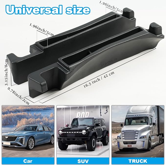Car Seat Gap Filler with Drop Prevention & Storage Hook - Between Seats Console Organizer for SUV Truck - Car Accessories - Set of2 (Black) - Image 5