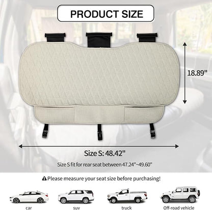 Leader Accessories Faux Linen Rear Bench Seat Cover, Size S, Beige | Breathable Back Seat Protector With Non-Slip Bottom, Diamond Stitched Bench Seat Cushion for Vehicles Cars Van SUV Truck - Image 6