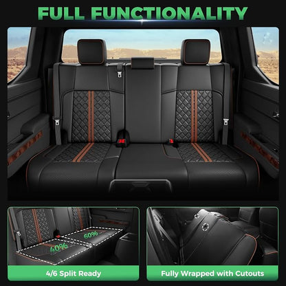 RIDEPOSH Custom Leather Seat Covers for Toyota Tacoma Double Cab 2024-2026 | full set, BKbrown, OEM fit, premium waterproof leather, anti-slip, extra pockets, long-term durability, airbag compatible - Image 4