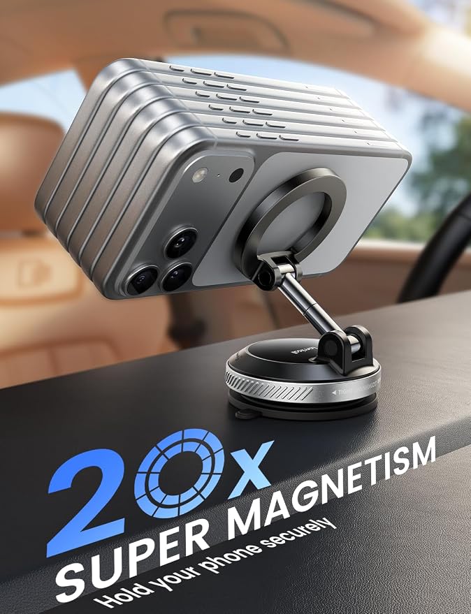 Lamicall Car Phone Holder for Magsafe Dashboard Windshield Nano Gel Vacuum | 20X Magnetic Phone Holders for Your Car 360° Suction Cup Phone Mount for iPhone 17 16 15 14 13 12 Pro Max Gift Truck Silver - Image 5
