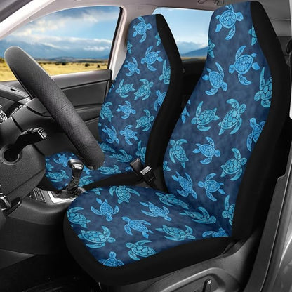 Car Seat Covers Full Set of 2, Blue Sea Turtle Cloth Seat for Auto Front Seats, Breathable Bucket Seat Covers for Cars Car Accessories for Sedan Truck SUV - Image 2