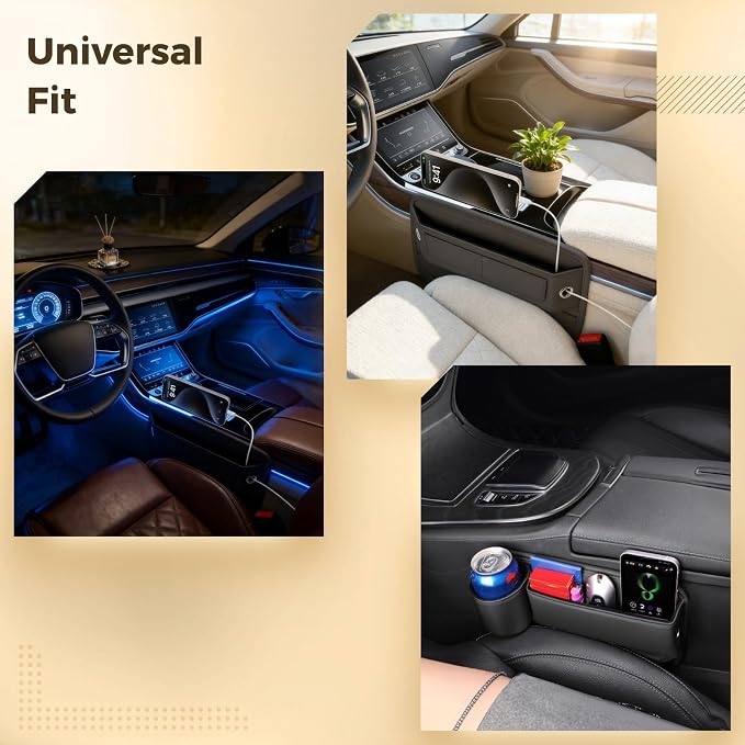 2 Pcs Car Seat Gap Filler Organizer, Universal Premium Leather Front Seat Side Organizer, Gap Filler for Car, Leather Car Storage Box with Multi-Pocket Design for Car Truck - Image 5