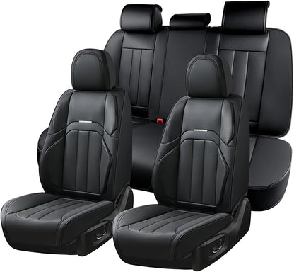 Coverado Nappa Leather Car Seat Covers Full Set, Luxury Waterproof Seat Protectors, Airbag Compatible Anti‑Slip Auto Seat Covers, Universal Fit for Most Cars SUVs Trucks Pickup Vehicles by COVERADOAUTO