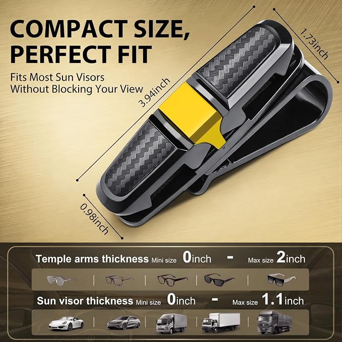 Konohan 8 Pack Sunglasses Visor Clip Holders for Car, Double Glasses Mount Hanger Ticket Card Clip, 180 Degree Rotational Car Visor Accessories for Eyeglasses(Gold) - Image 3