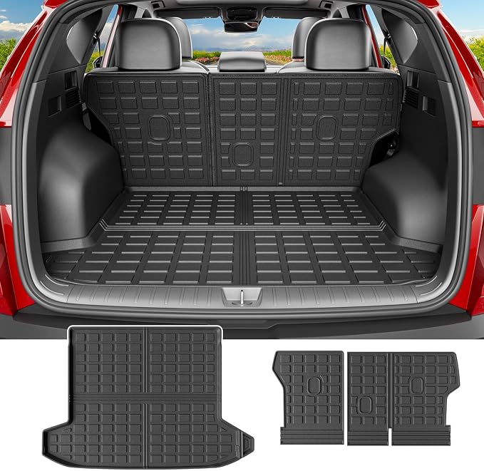 powoq Cargo Mat & Backrest Mats Compatible with 2022-2025 2026 Tucson | Cargo Liner TPE All Weather Protection Durable Replacement for 2022-2025 2026 Tucson Accessories (Trunk Mat+Backrest Mats) by powoq
