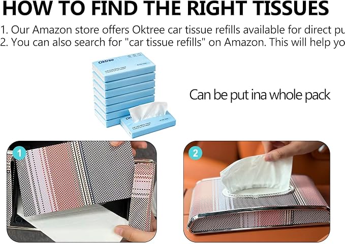 Car Tissue Holder, Flat Tissue Box for Car, Napkin Organizer | Kleenex Holder for Center Console, Armrest or Back Seat, Compact Car Accessories for Women & Men, Travel Essentials - Image 7