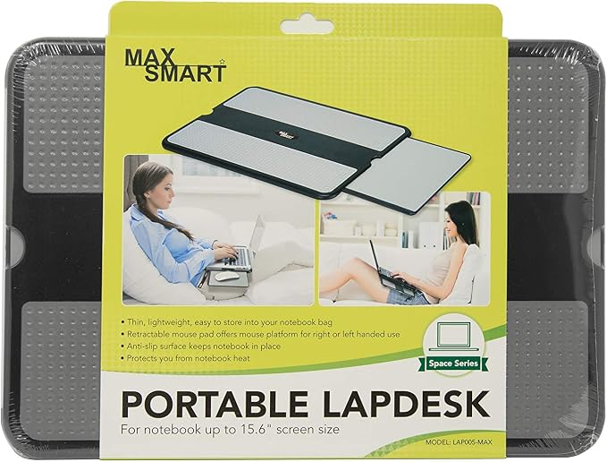 MAX SMART Portable Laptop Lap Pad, Laptop Desk with Retractable Mouse Tray, Sturdy Stable Work Surface for Bed Sofa Couch or Travel - Image 9