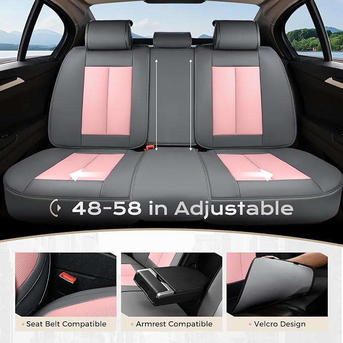 Coverado Car Seat Covers, Seat Covers for Cars, Waterproof Leather Auto Seat Protectors, Leather Car Seat Cushion, Car Interiors Accessories Universal Fit for Most Cars - Image 4