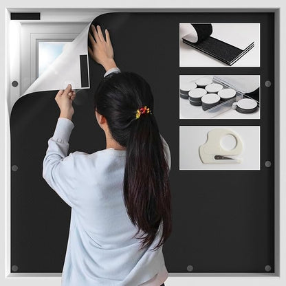 BKSAI 100% Blackout Curtains for Bedroom, Magnetic Portable Blackout Shades for Travel, Black Out Window Cover No Drill Cuttable for Bedroom, Nursery, Media Room, RV, 39x57 inch | No Drill Cuttable Shades, Temporary Blinds for Bedroom, RV, Nursery, Med... by BKSAI